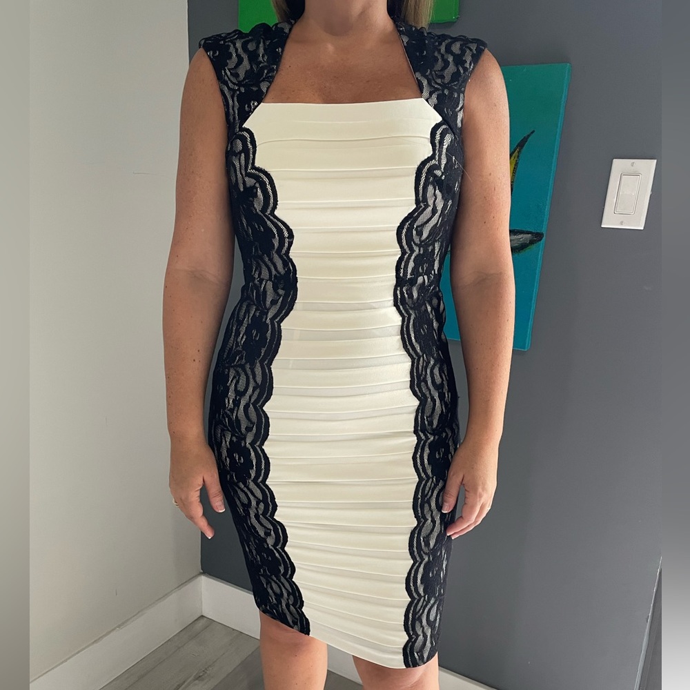 Black and white mid dress